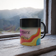 Color Morphing Mug, 11oz, Ceramic, Heat-reactive, Lead and BPA Free, Motivational Quote, "Patience, Persistence, Progress"