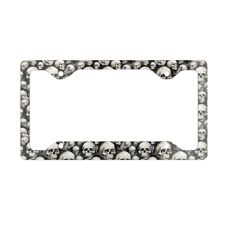 Skull License Plate Frame, Black and White