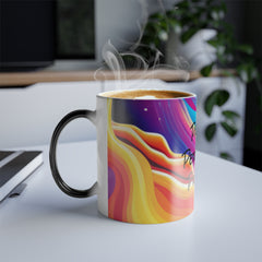 Color Morphing Mug, 11oz, Ceramic, Heat-reactive, Lead and BPA Free, Motivational Quote, "Patience, Persistence, Progress"