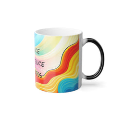 Color Morphing Mug, 11oz, Ceramic, Heat-reactive, Lead and BPA Free, Motivational Quote, "Patience, Persistence, Progress"